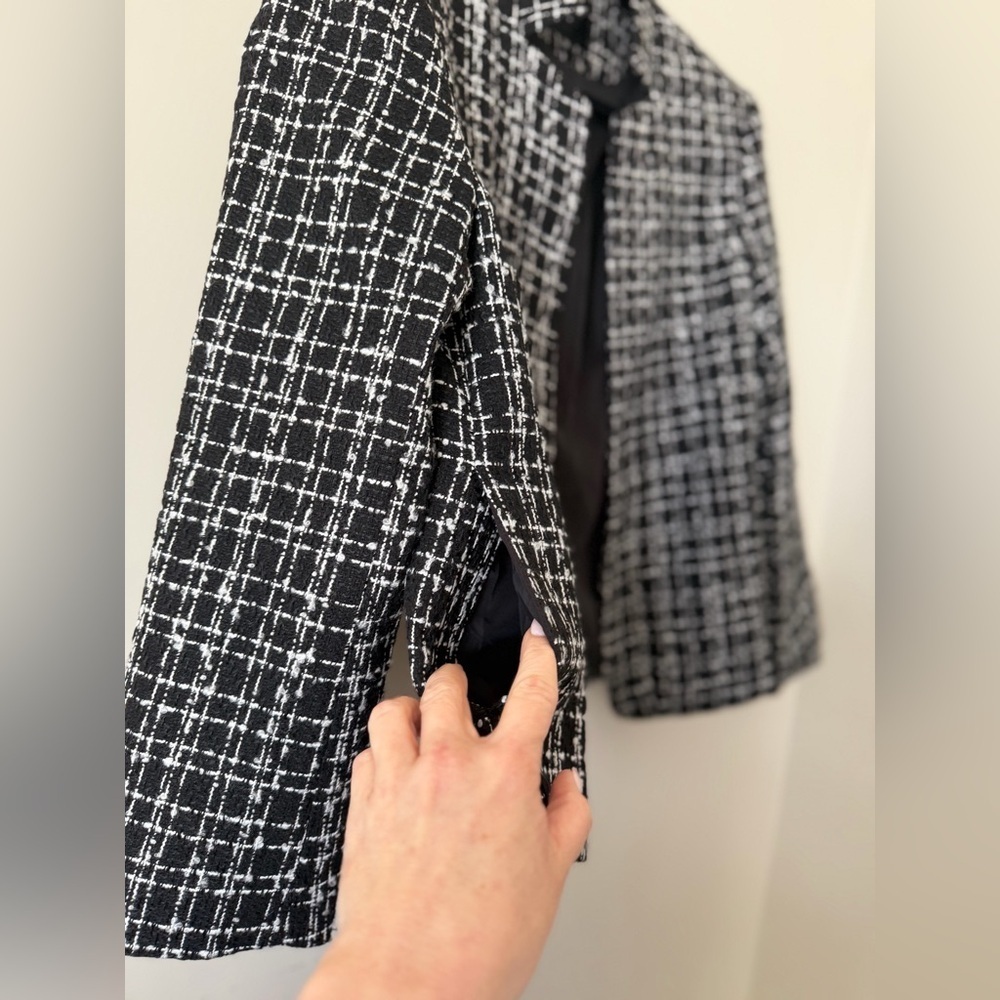 Mina Self Tweed Blazer Black and White Size M - Picture 6 of 8